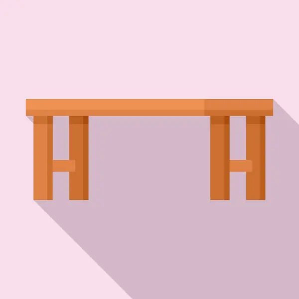 Dlouhá dřevěná lavice ikona, plochý styl — Stockový vektor