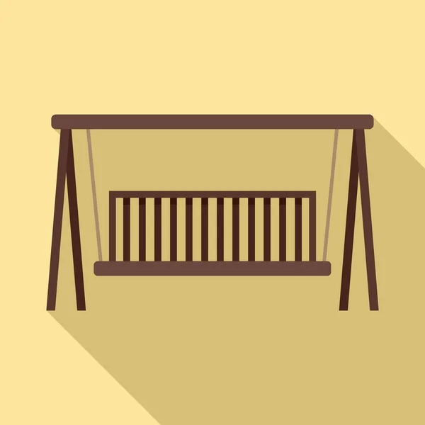 Swing houten bankje icoon, platte stijl — Stockvector