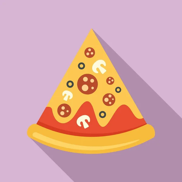 Mozzarella pizza slice icon, flat style — Stock Vector