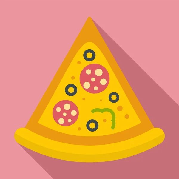 Delivery pizza slice icon, flat style — Stock Vector