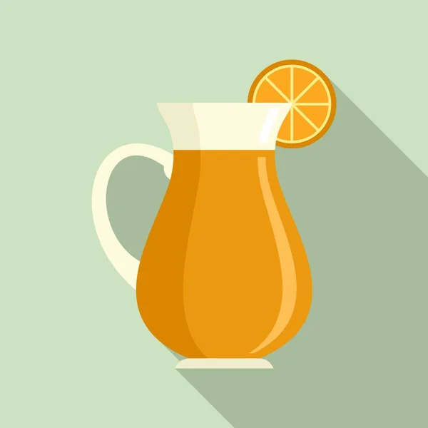 Icône de cruche de jus d'orange, style plat — Image vectorielle
