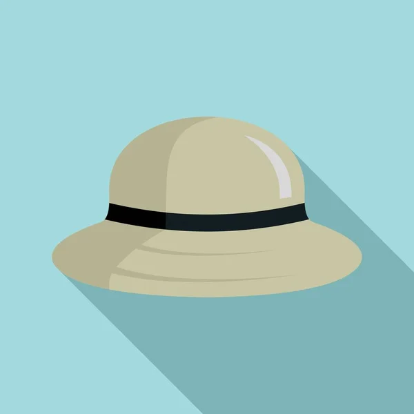 Zon bescherming man hoed pictogram, platte stijl — Stockvector