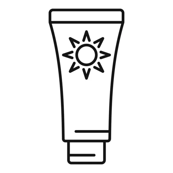 Icono de crema de tubo de protección UV, estilo de esquema — Vector de stock