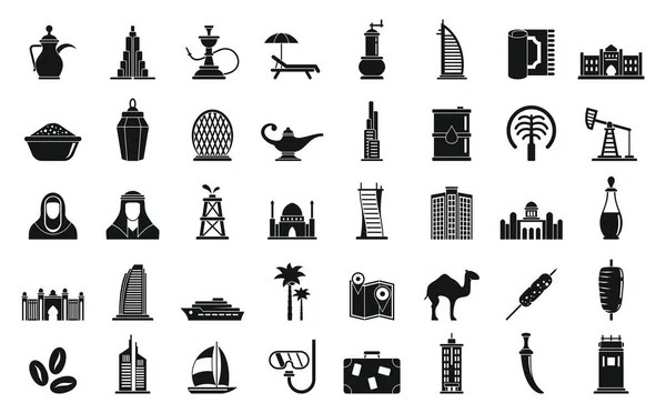 Zestaw ikon Dubaju, prosty styl — Wektor stockowy