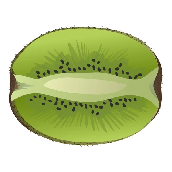 Frische halbe Kiwi-Ikone im Cartoon-Stil — Stockvektor