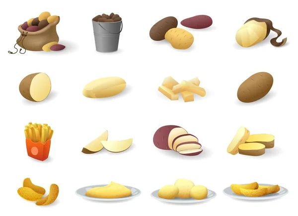 Conjunto de ícones de batata, estilo cartoon —  Vetores de Stock