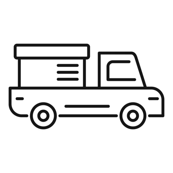 Icône de livraison de camion remorque, style contour — Image vectorielle