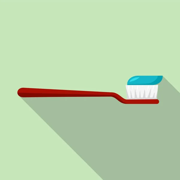 Cepillo de dientes y pasta de dientes icono, estilo plano — Vector de stock