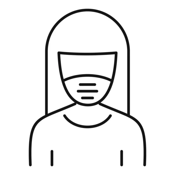 Mulher proteger ícone máscara, estilo esboço — Vetor de Stock
