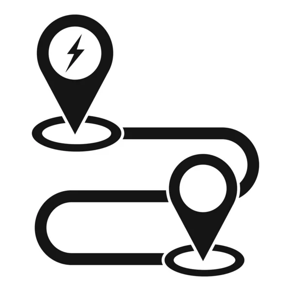 Icono de ruta del coche eléctrico, estilo simple — Vector de stock