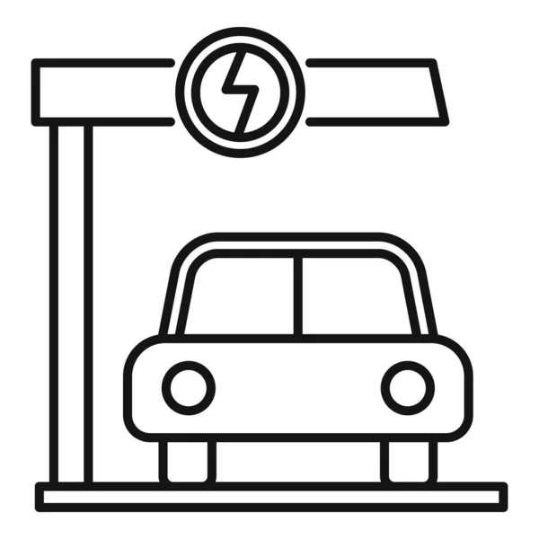 Icona stazione di ricarica auto, stile contorno — Vettoriale Stock