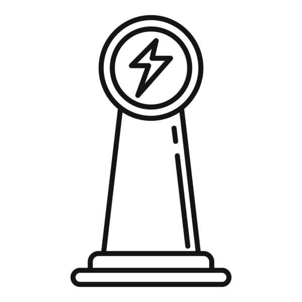 Icona pilastro di rifornimento elettrico, stile contorno — Vettoriale Stock