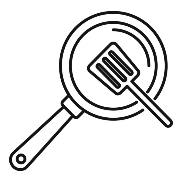 Icono de sartén de cocina, estilo de contorno — Vector de stock