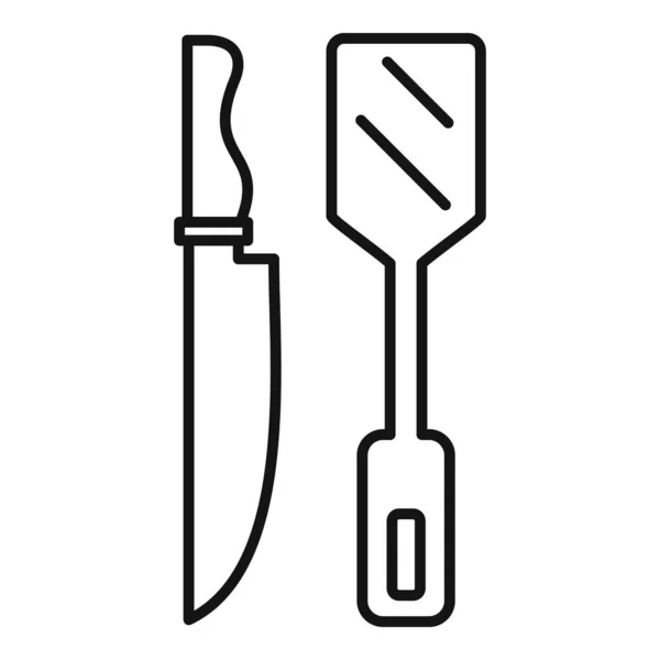 Cooking knife spatula icon, outline style — Stock Vector