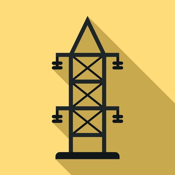 Ηλεκτρικό πύργο εικονίδιο, επίπεδη στυλ — Διανυσματικό Αρχείο