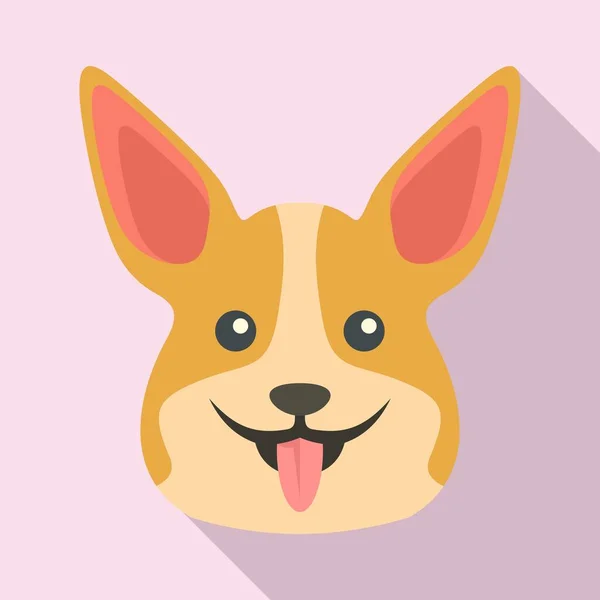 Happy corgi dog icon, platte stijl — Stockvector