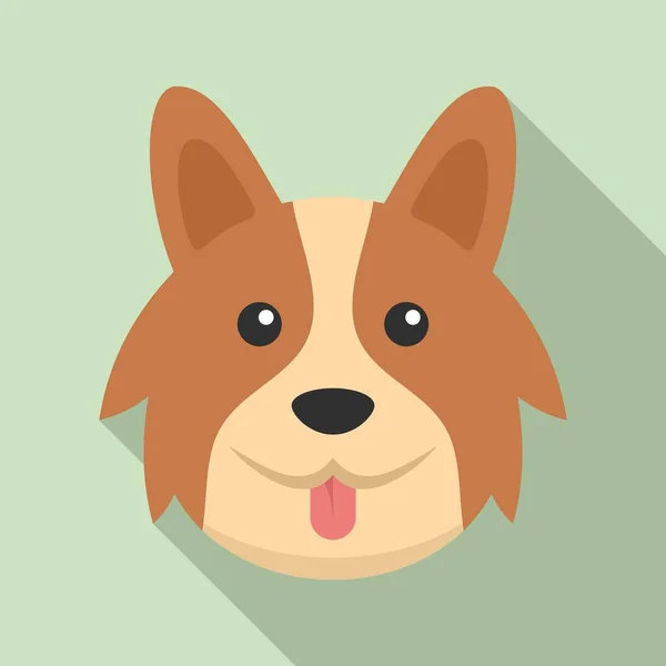 Leuke corgi hond icoon, platte stijl — Stockvector