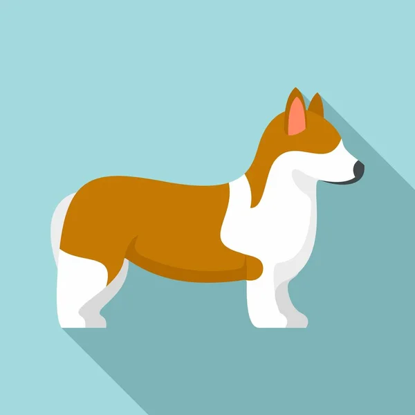 Icono de mascota Corgi, estilo plano — Vector de stock
