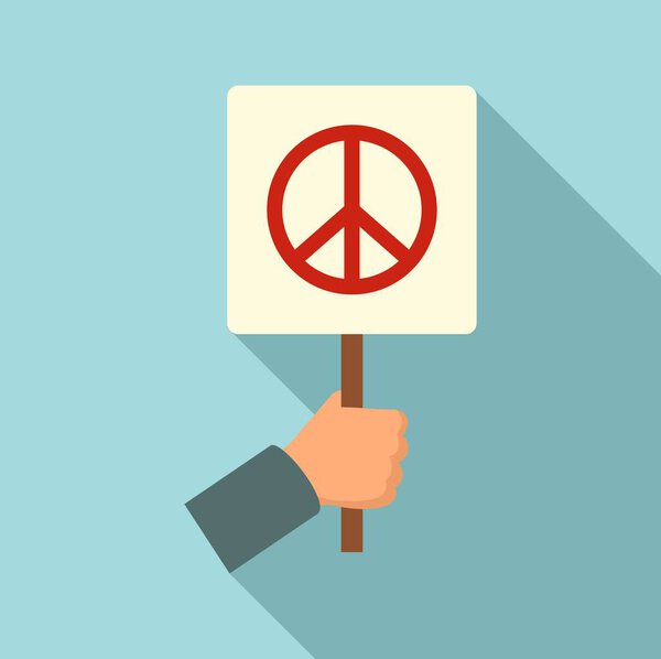 Peace symbol protest icon, flat style