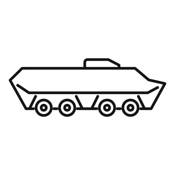 Military tank icon, outline style — Stock Vector