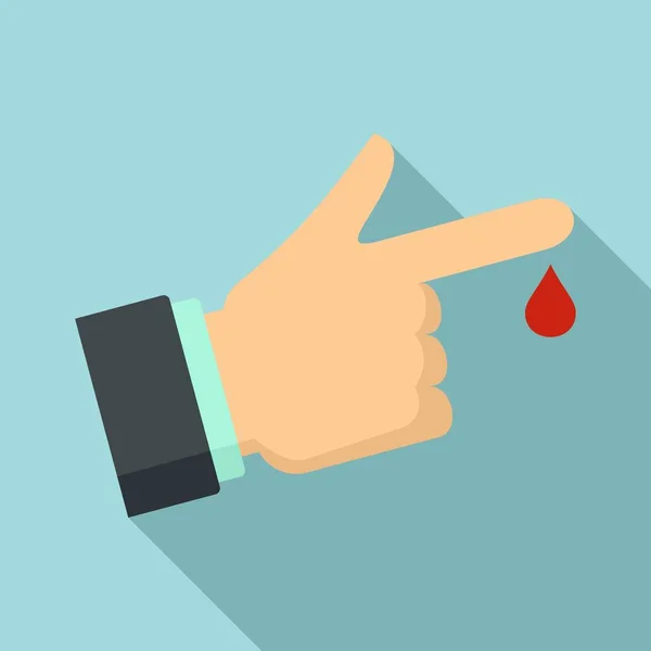 Finger drop blood icon, flat style — Stock Vector