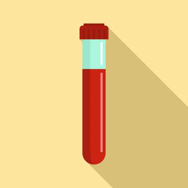 Tube à essai icône de sang, style plat — Image vectorielle