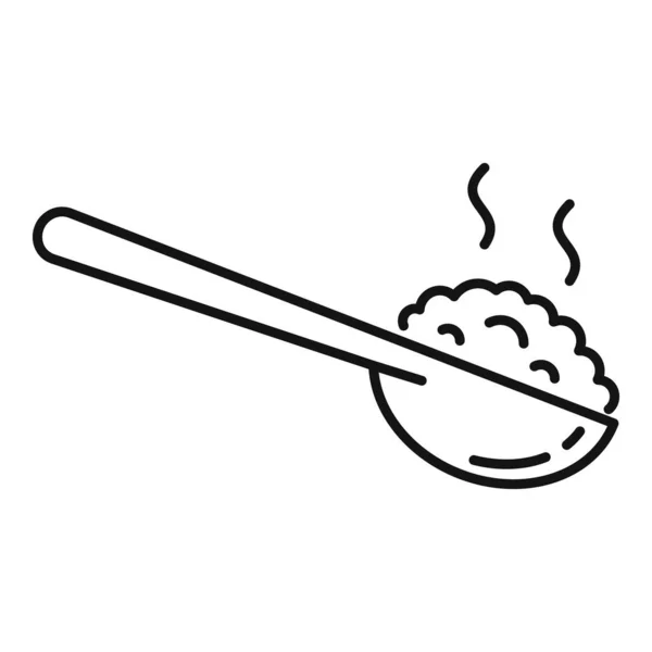 Cucchiaio icona del cibo per bambini, stile contorno — Vettoriale Stock