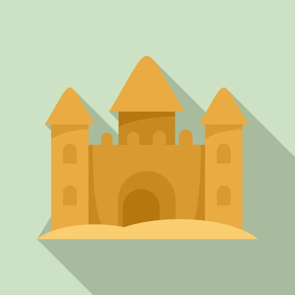 Château en icône de sable, style plat — Image vectorielle