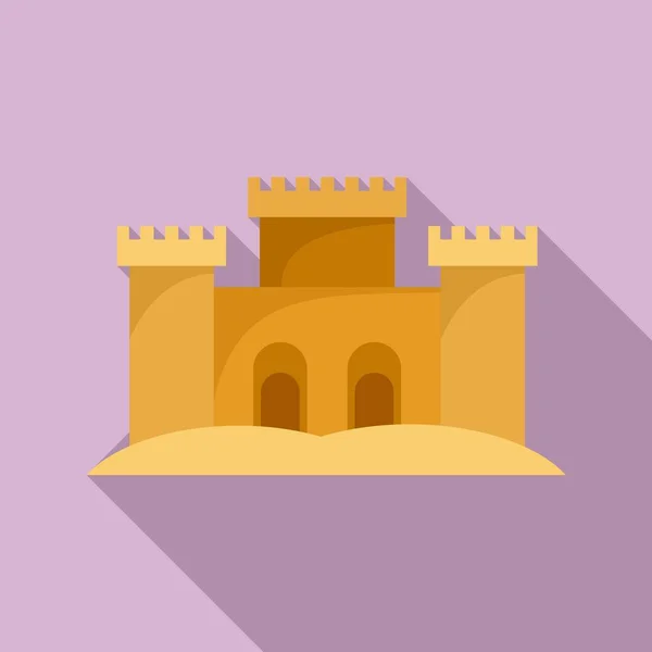 Woestijn zandkasteel icoon, platte stijl — Stockvector