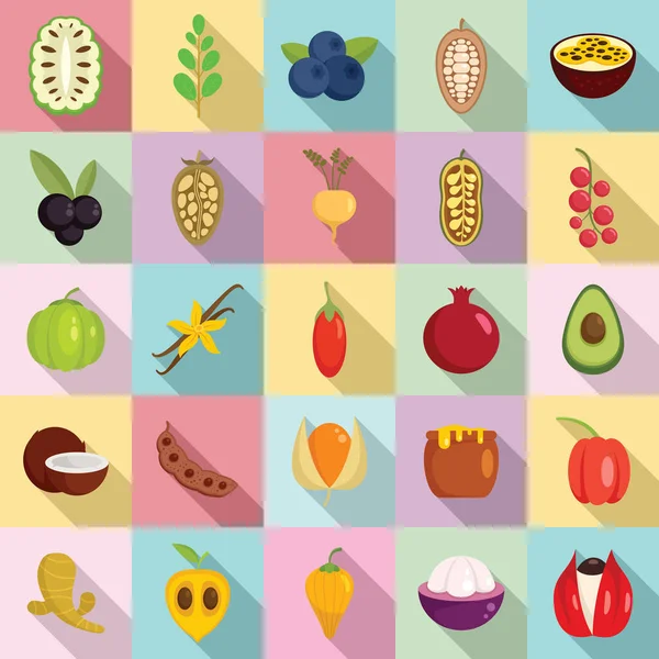 超级食品图标集，平面风格 — 图库矢量图片