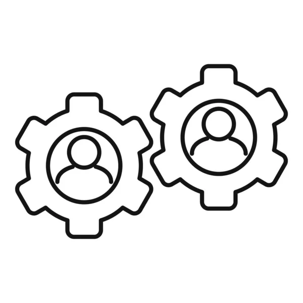 Gear rendszer együttműködési ikon, körvonalazott stílus — Stock Vector