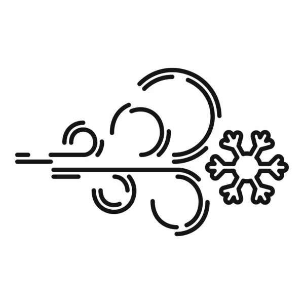 Wiatr śnieżyca ikona, zarys stylu — Wektor stockowy