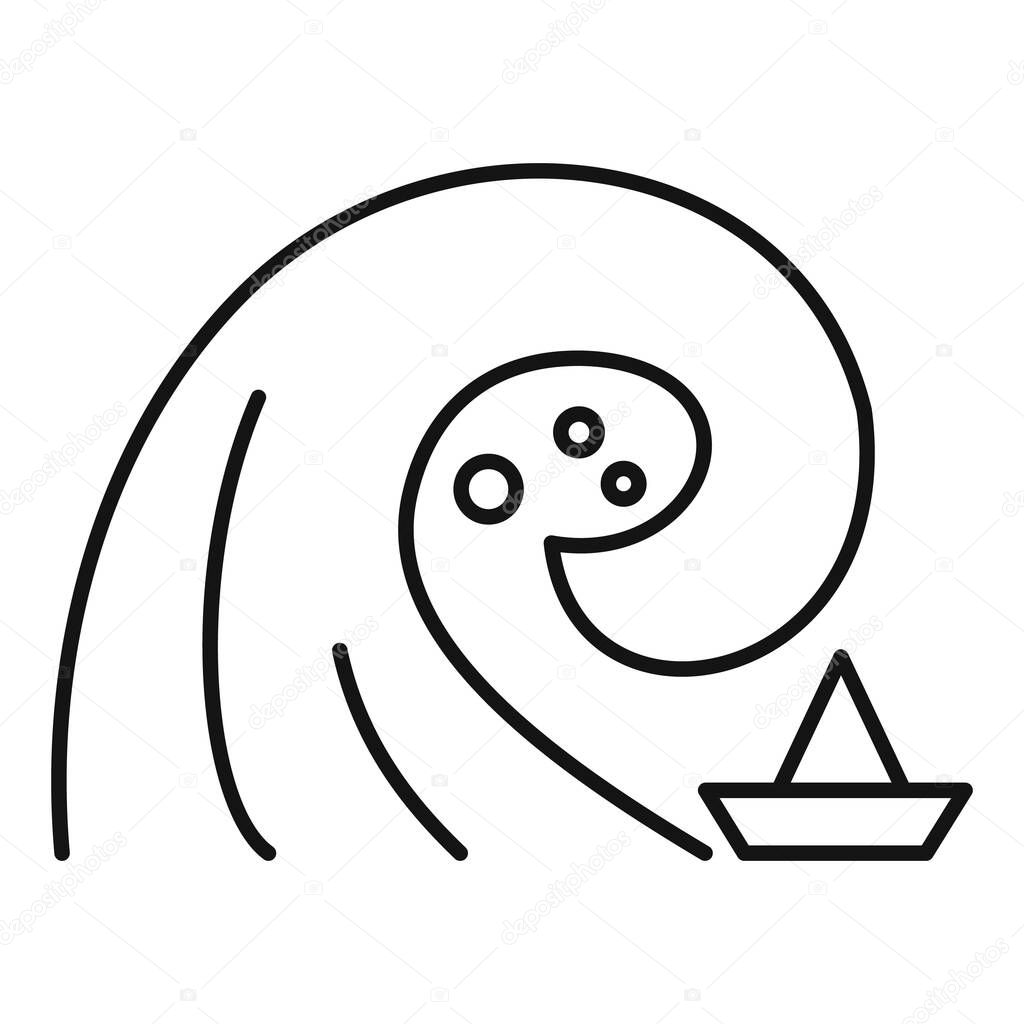 Island tsunami icon, outline style