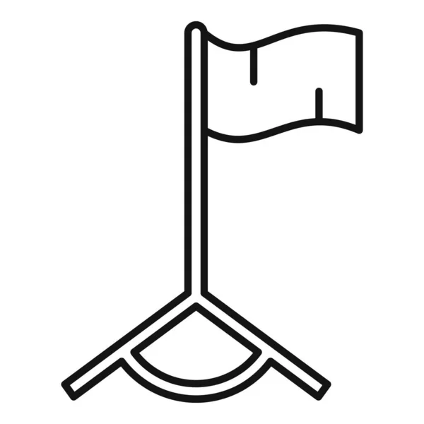 Иконка с угловым флагом футбола, стиль контура — стоковый вектор