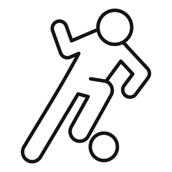 Voetbalspeler dribbelen pictogram, omtrek stijl — Stockvector