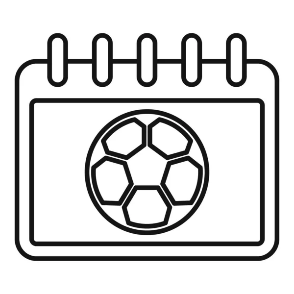 サッカーカレンダーのアイコン、アウトラインスタイル — ストックベクタ