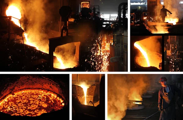 Hard work in the foundry, collage — Stock Photo, Image