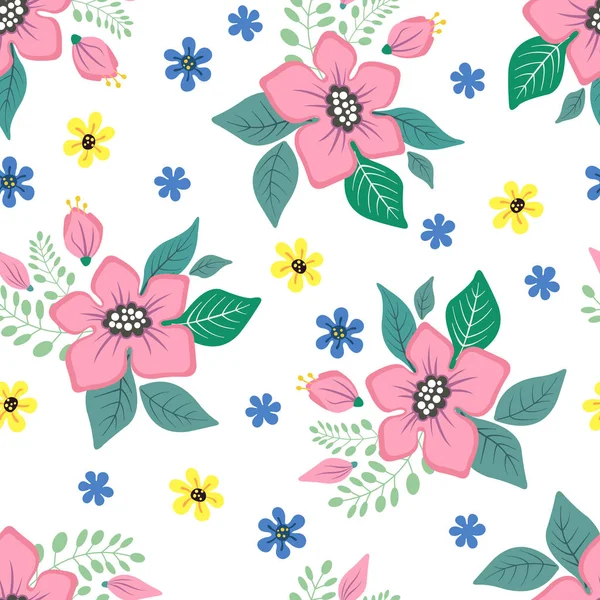 Patrón de primavera verano floral sin costuras . — Archivo Imágenes Vectoriales