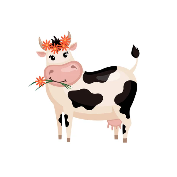 Cute cow in flat style — Stock Vector