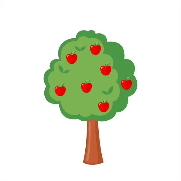 Green Apple tree full of red apples — Stock Vector