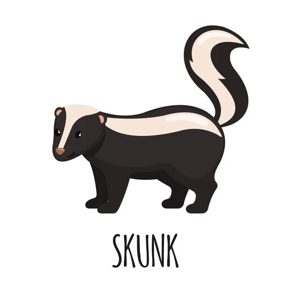 Carino Skunk in stile piatto . — Vettoriale Stock