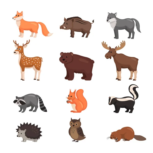 Conjunto de animales forestales . — Vector de stock