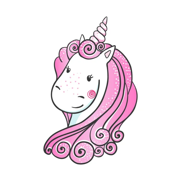 Lindo dibujado a mano Unicornio icono . — Vector de stock