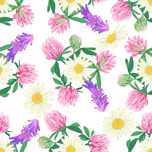 Floral seamless pattern with wildflowers. — Stock Vector