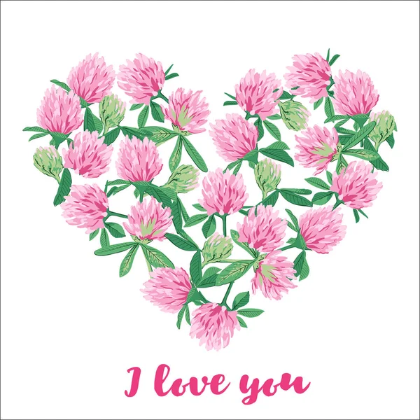 Romantic card with Floral heart. — Stock Vector