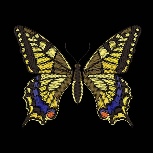 Mariposa bordada para el diseño de moda . — Vector de stock
