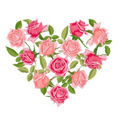 Kalp şeklinde Güllü dekoratif öğe.
