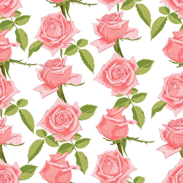 Seamless floral pattern with roses. — Stock Vector