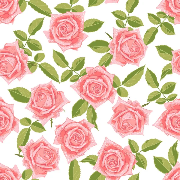 Seamless floral pattern with roses. — Stock Vector