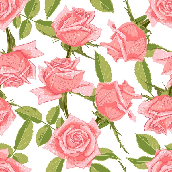 Seamless floral pattern with roses. — Stock Vector